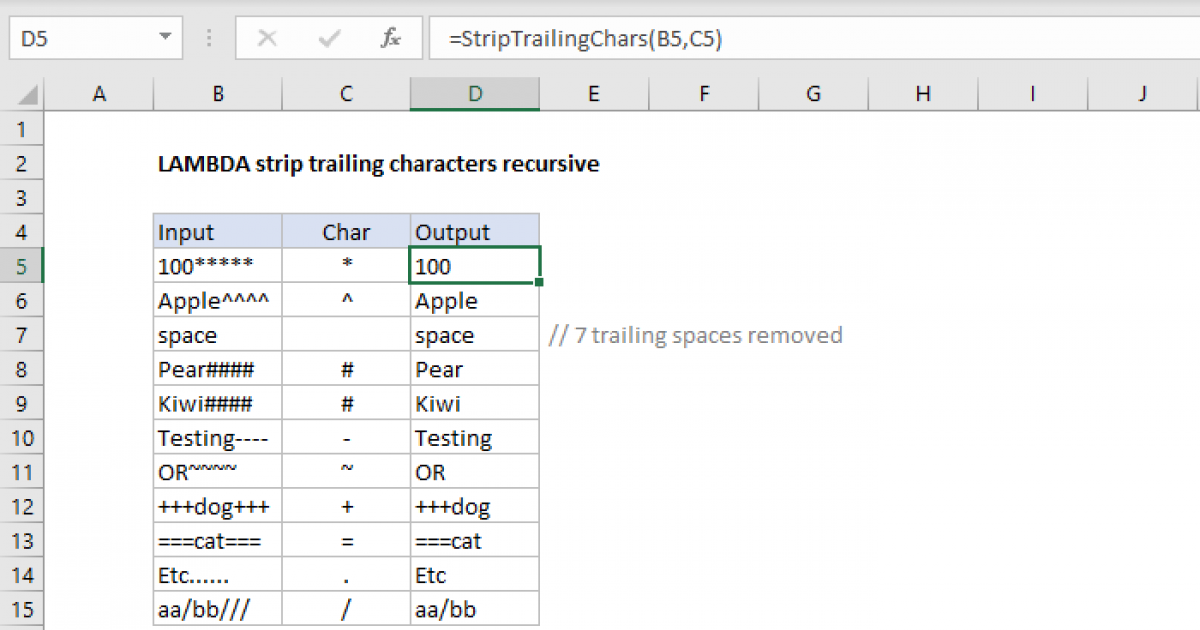 How To Remove Leading And Trailing Characters In Excel